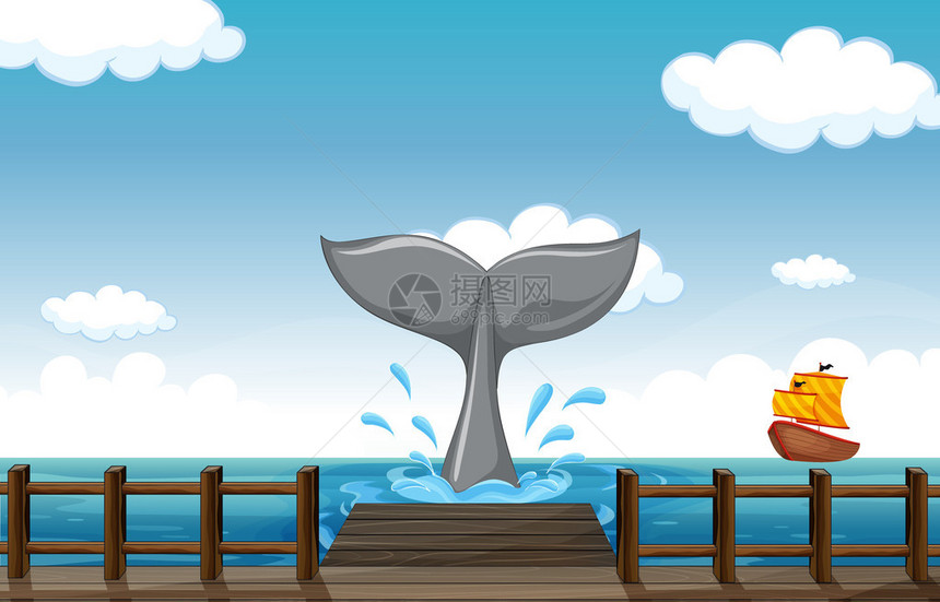鲸鱼尾巴的插图图片