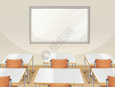 显示一个空教室配有白板图片