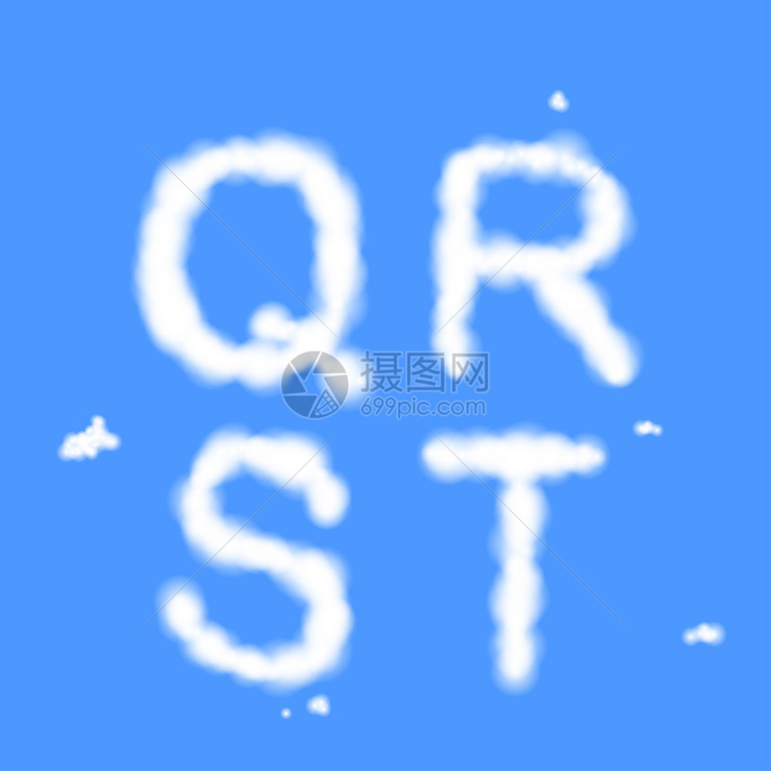 矢量白云字母表字母Q图片