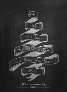 老式的圣诞快乐和新年快乐和排版背景与黑板上背景图片
