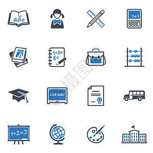 一套16个学校和教育图标图片