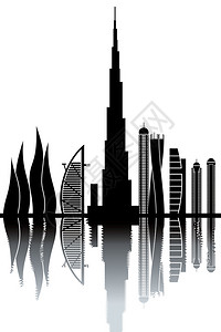 迪拜天空线黑色和背景图片