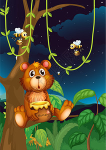 熊和蜜蜂的插图图片