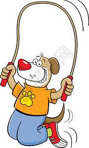 狗跳绳的卡通插图图片