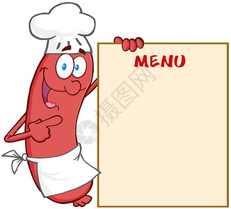 快乐香肠厨师卡通漫画马斯科特图片