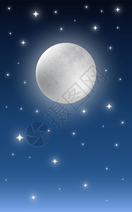 奥洛契在满天星斗的夜空背景上的满月插画