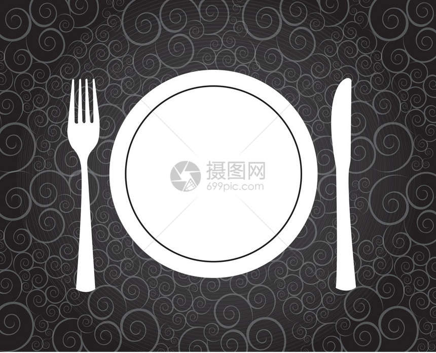 长年背景矢量插图上的晚餐符号图片