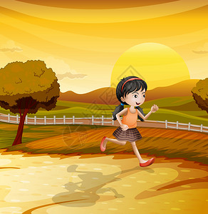 一个正在奔跑的女孩的插图图片