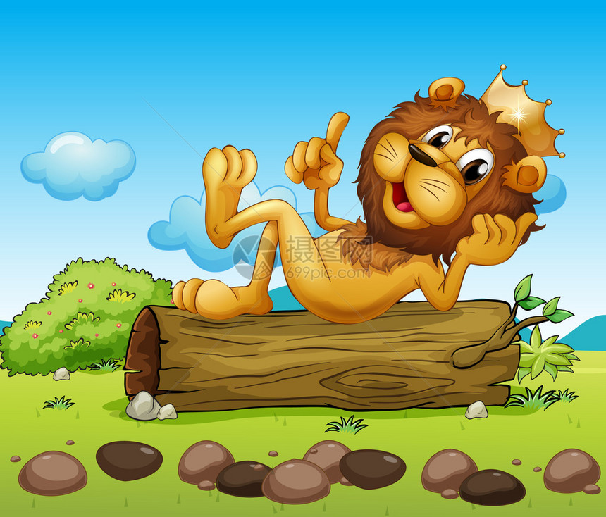 狮子王在树干上的插图图片