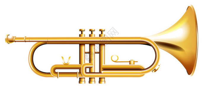 白色背景的金喇叭插图图片