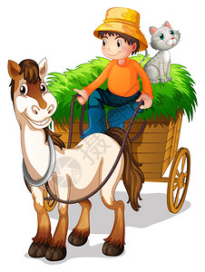 一个农民骑着一辆马车图片