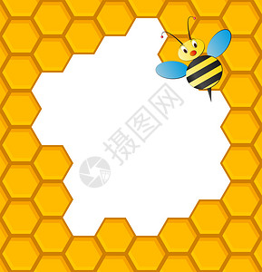 蜂窝和蜜蜂的插图与空白间图片
