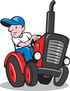 说明一名农民工人驾驶一辆老式拖拉机图片