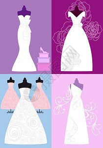 婚礼服婚纱新娘礼服时装插画