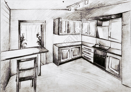 黑白厨房内部示意图图片