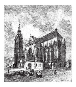 公社法国科尔马的圣马丁教堂插画