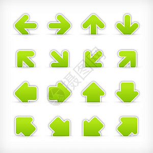 方形向光芒剪纸口袋上的绿色标志箭头贴纸Web按钮空白缎面圆圈和圆形方插画