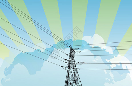 云天空背景下的电气塔的插图背景图片