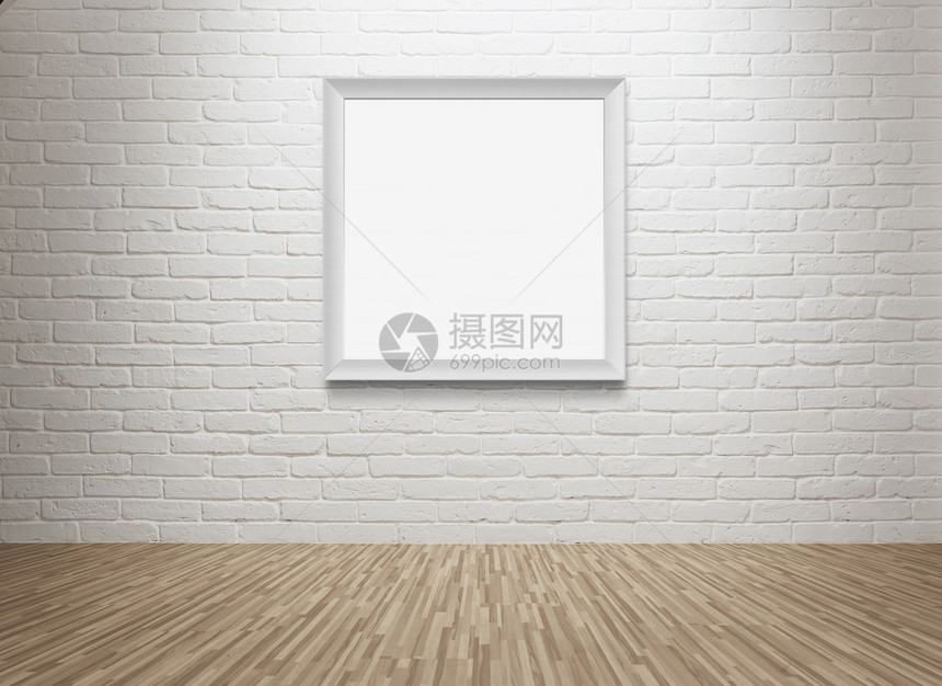 砖墙上空房间空白图片框复制空图片