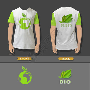 埃斯托克带有生态图标的衬衫设计现插画