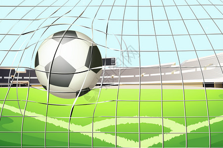 球击中足球门的插图背景图片