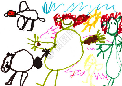 儿童绘画与狩猎中的孩子一图片