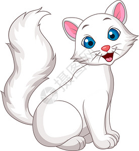 可爱白色猫卡通图片