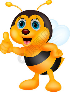 可爱的蜜蜂卡通拇指向上的插图图片