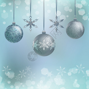 3个圣诞装饰球上面有雪花和模糊优图片