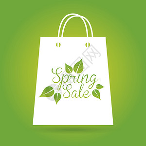 绿色背景矢量图上的春季销售背景图片
