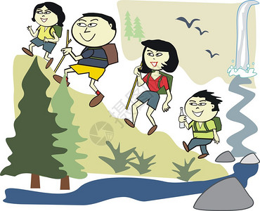 亚洲幸福家庭在荒野公园远图片