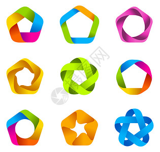 抽象徽标模板集商业明星图标无限循环形状丝图片