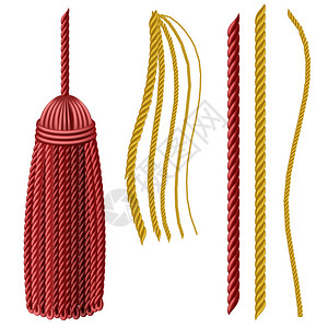 弗兰施霍克以红色和黄色设置的流苏和绳索插画