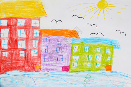 儿童画房子和鸟的形象图片