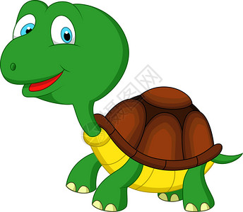 可爱的绿海龟卡通背景图片