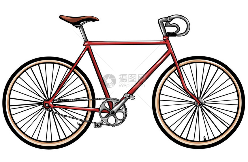 矢量红色自行车图片