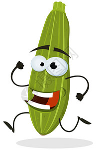 展示一个有趣的快乐的卡通曲zucchini或黄瓜蔬图片