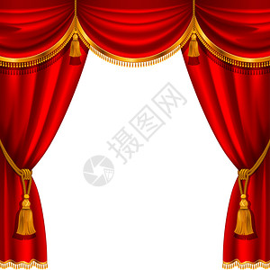 红色窗帘的戏剧舞台详图片