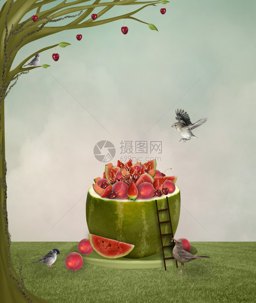 幻想夏天水果图图片