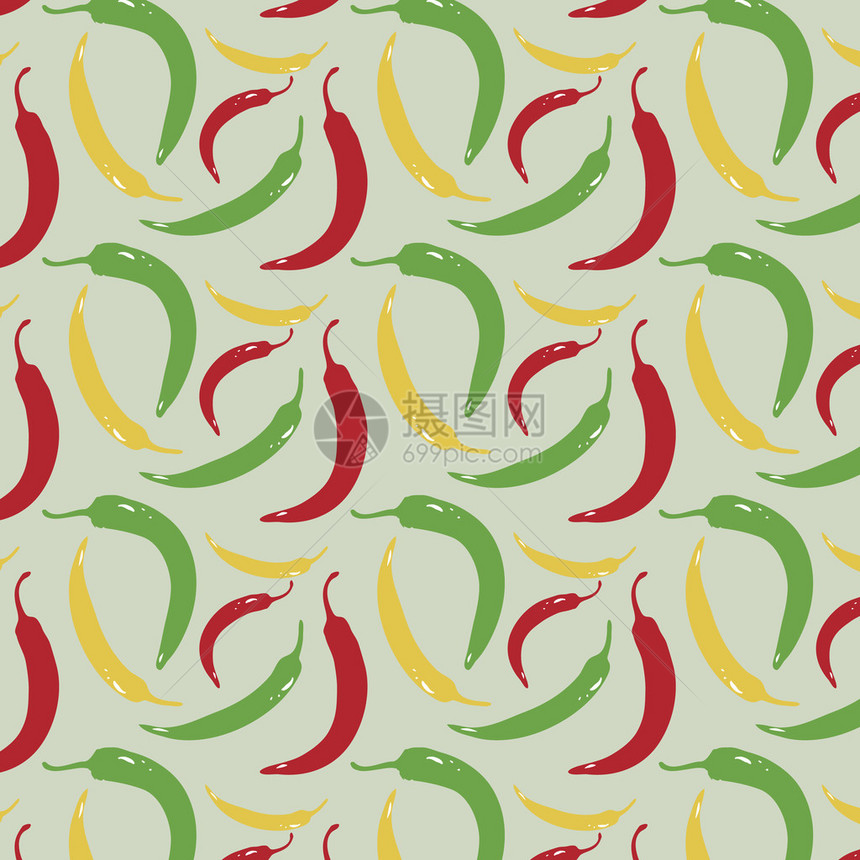 彩色辣椒的无缝纹理矢量艺术图片