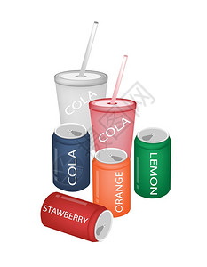 苏阿布勒以各种包装式不同口味和颜色收集的软饮料和苏插画