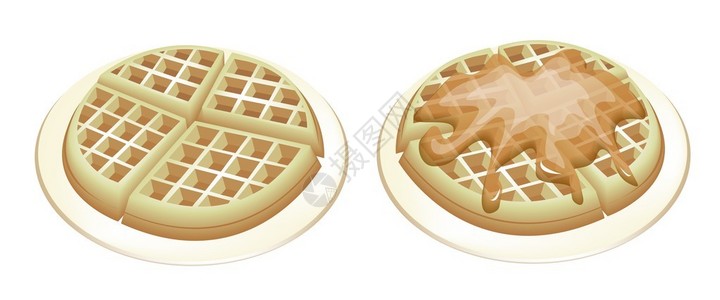 萨里奥瓦平原比利时新鲜自制瓦夫饼一个平原瓦夫饼和一个在白面插画