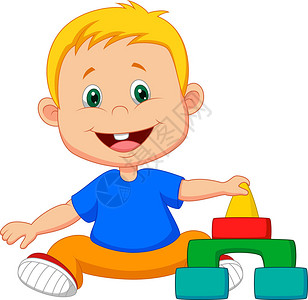 用玩具搭建的小男孩背景图片