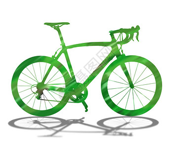 绿色自行车背影在白色和图片