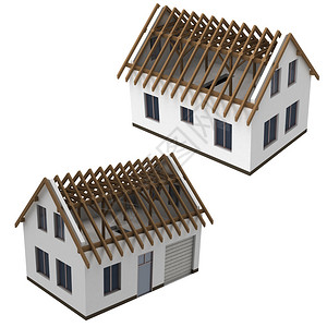 隔离的两个屋顶施工模式视图包插图图片