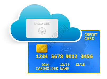 信用卡云安全系统矢量图图片