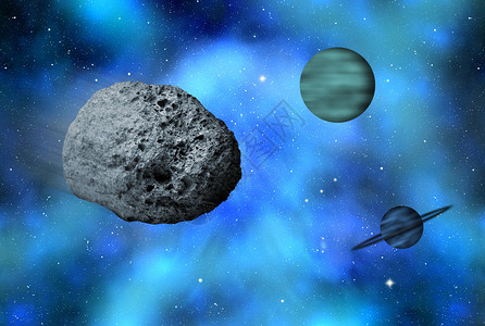 宇宙中飞行的大型小行星图片
