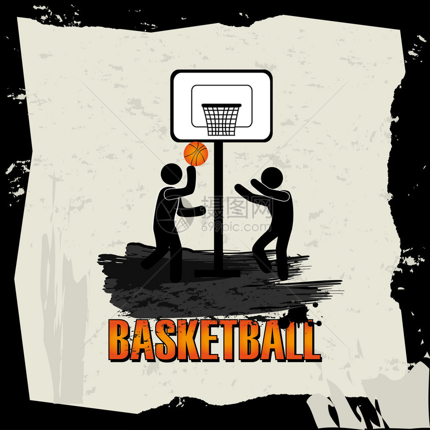 灰色背景矢量图上的篮球设计图片