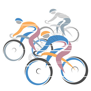 有三个骑自行车的三辆多姿彩的自行车赛背景图片