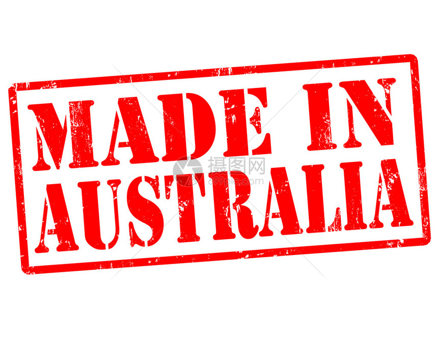 澳大利亚在白色背景矢量说明上制作的橡皮图章图片
